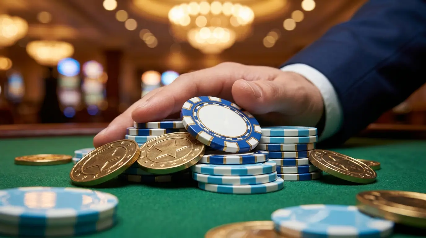 Fichas de casino y monedas con colores de Argentina