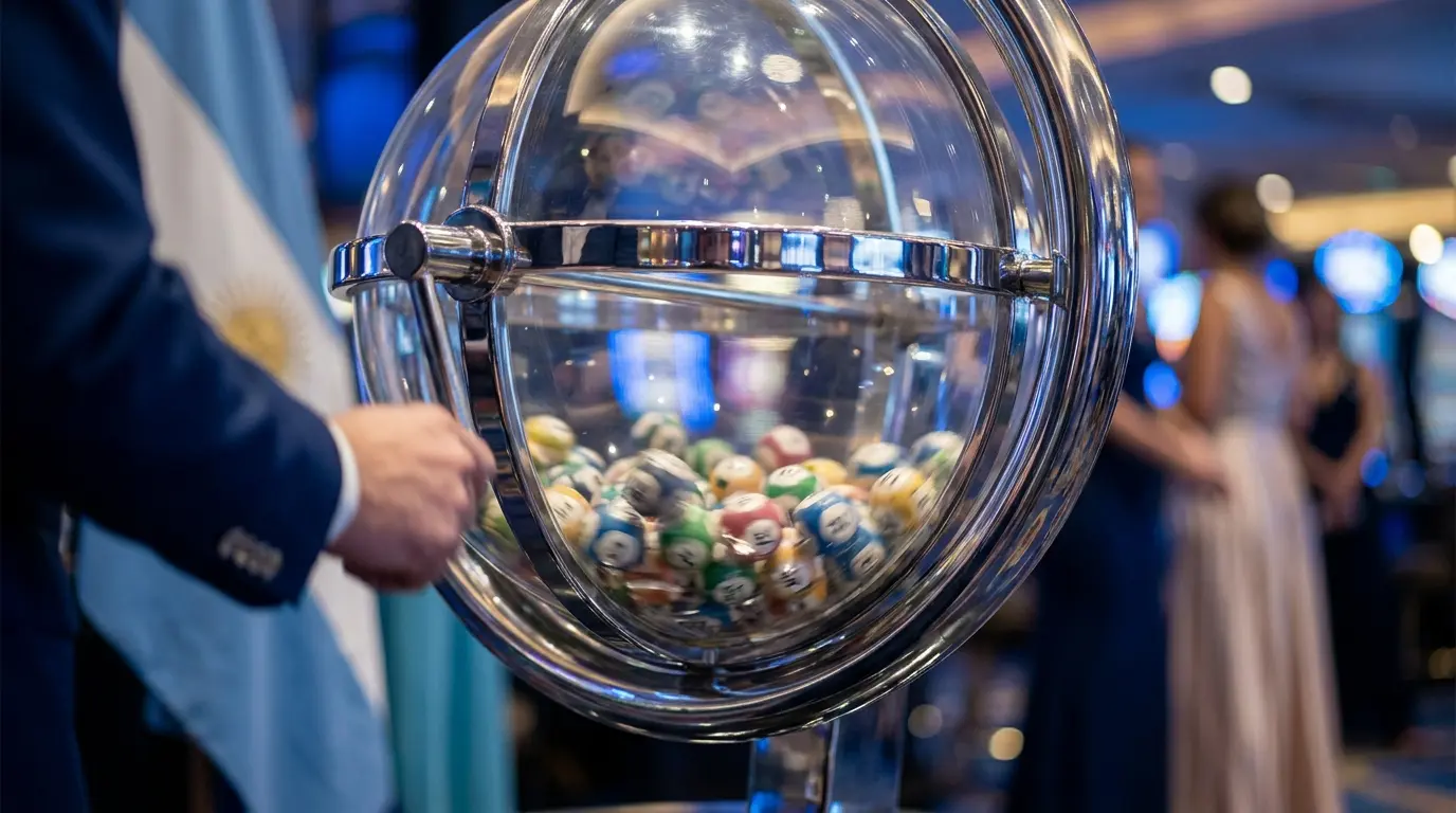 Bolas de bingo en movimiento con colores de bandera argentina