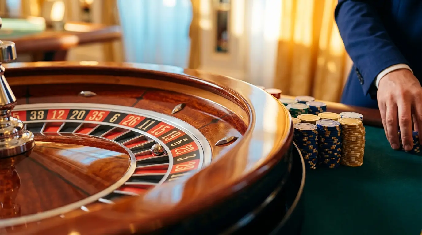 Ruleta de casino con fichas y colores de bandera argentina