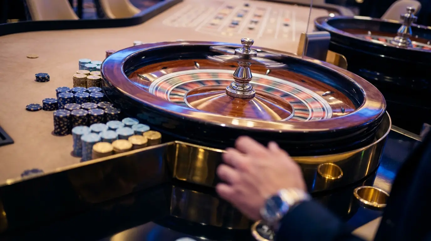 Ruleta girando con fichas en colores argentinos