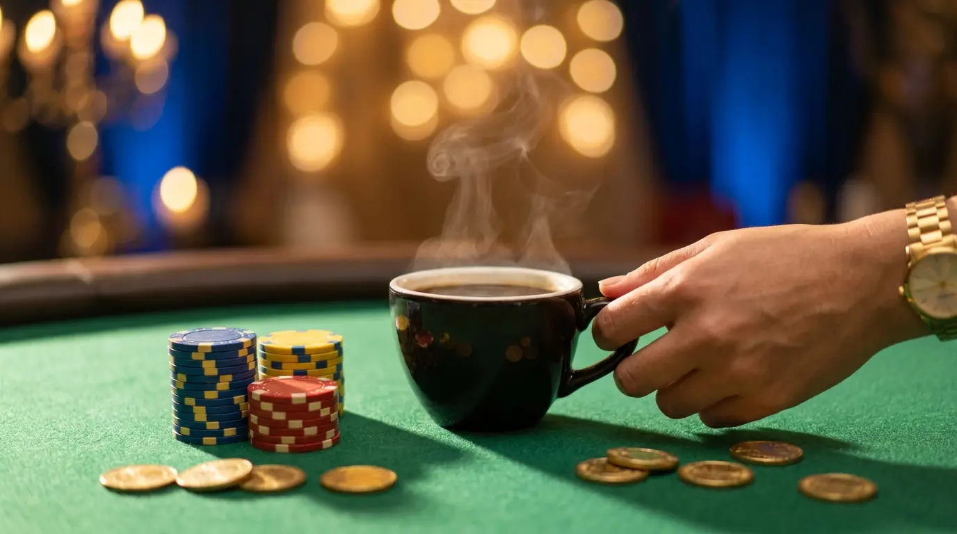 Fichas de casino con colores colombianos y monedas doradas