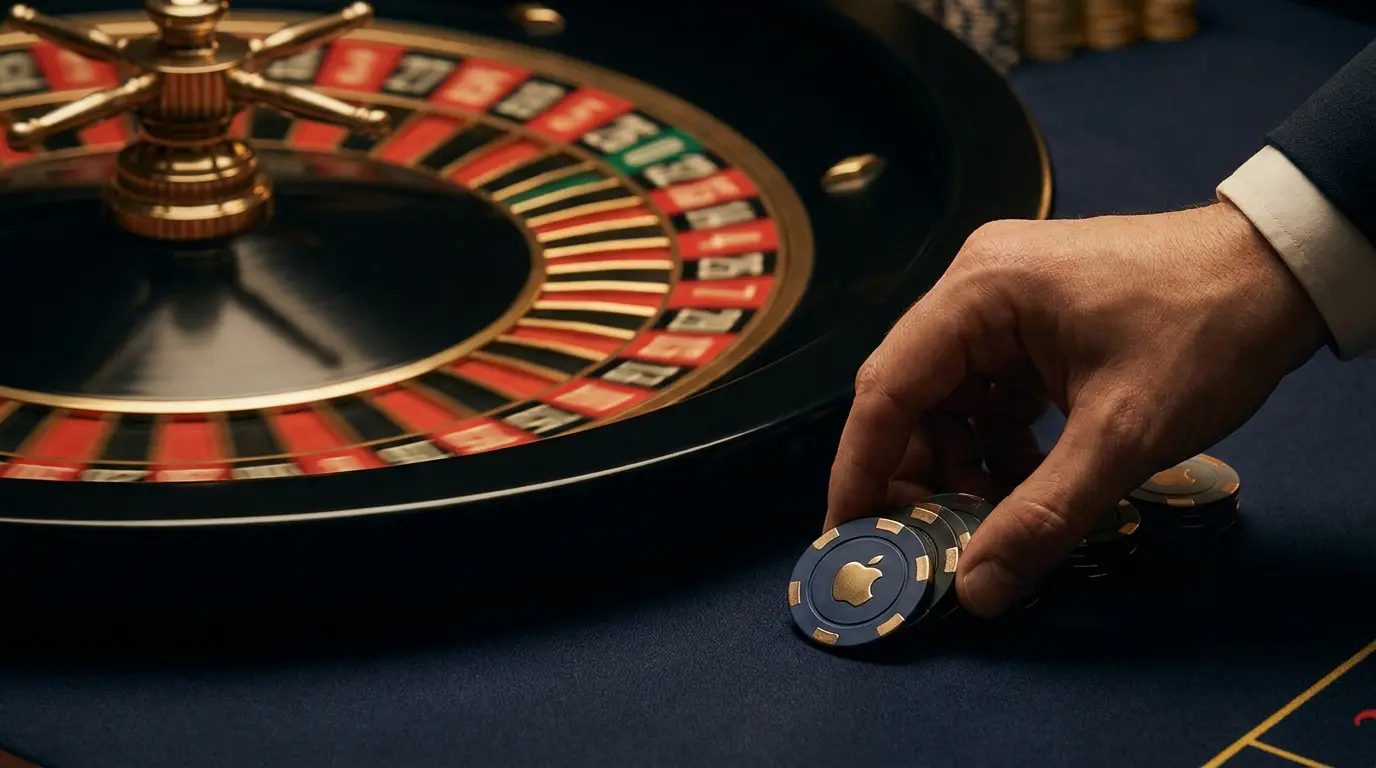Roulette-Rad mit deutschen Farben und Apple-Pay-Casino-Chips