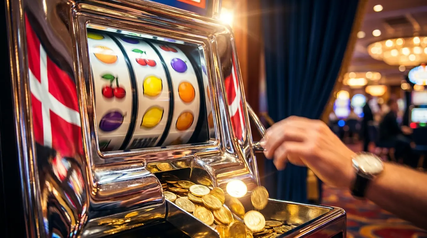 Spilleautomater med guldmønter og danske farver