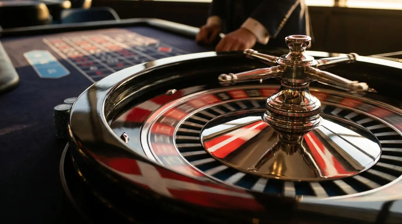 Roulettebord med danske farver i casino