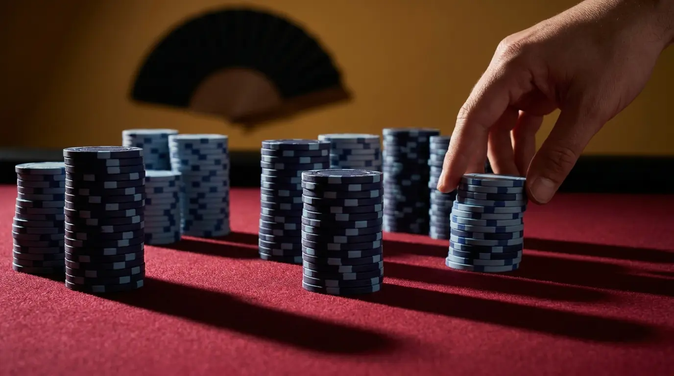 Fichas de casino apiladas con elementos españoles