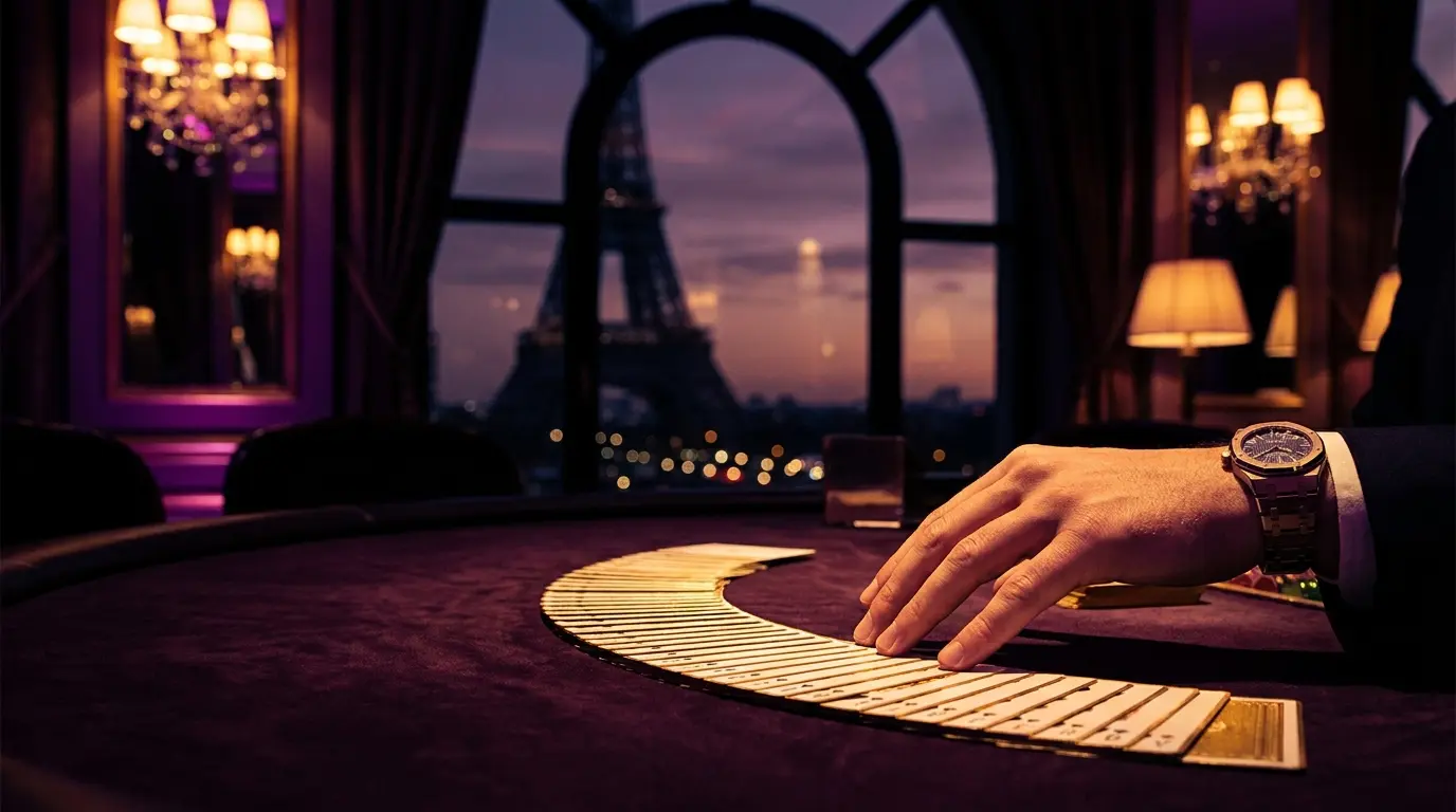 Cartes à jouer avec Tour Eiffel en arrière-plan illuminé