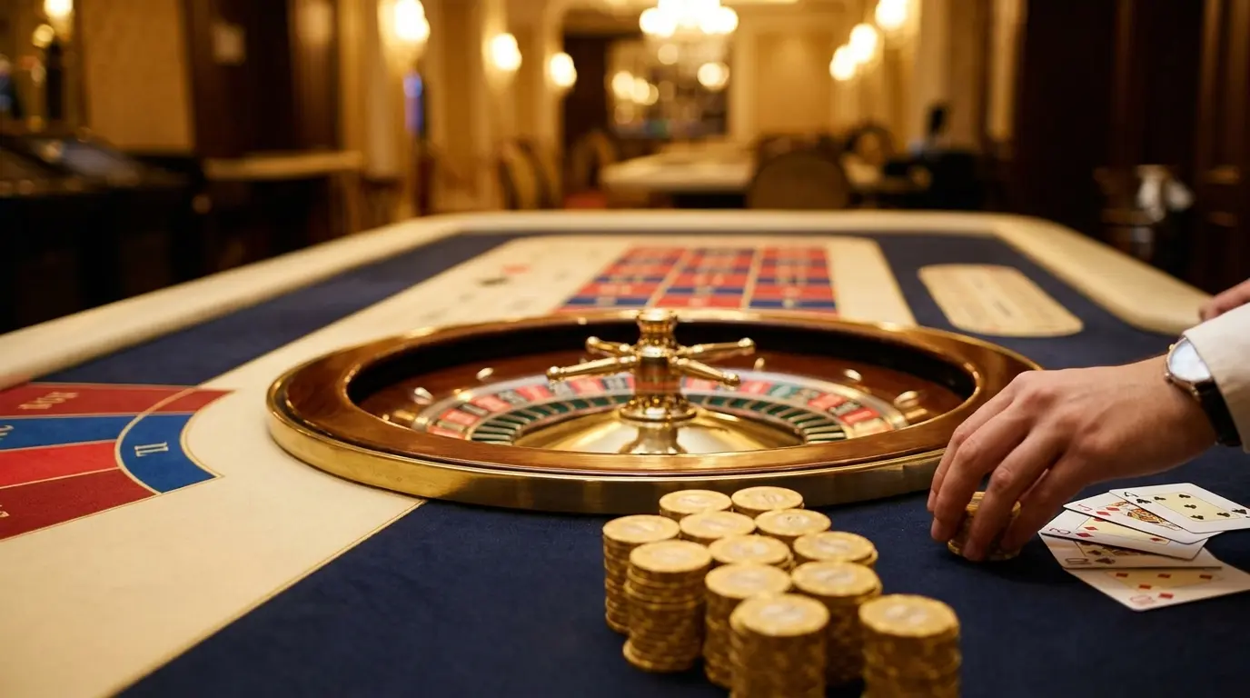 Roulette et jetons de casino aux couleurs françaises
