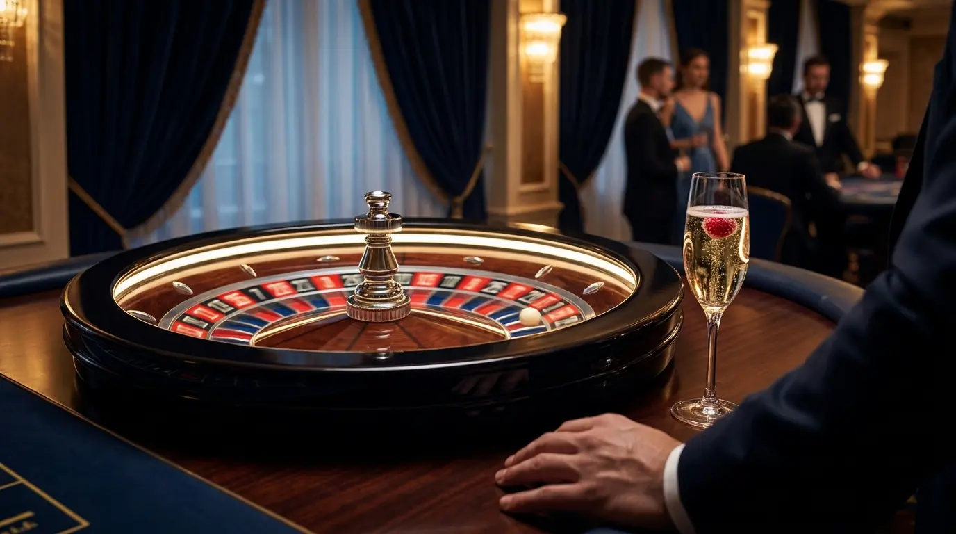 Roulette en mouvement avec ambiance casino de luxe française