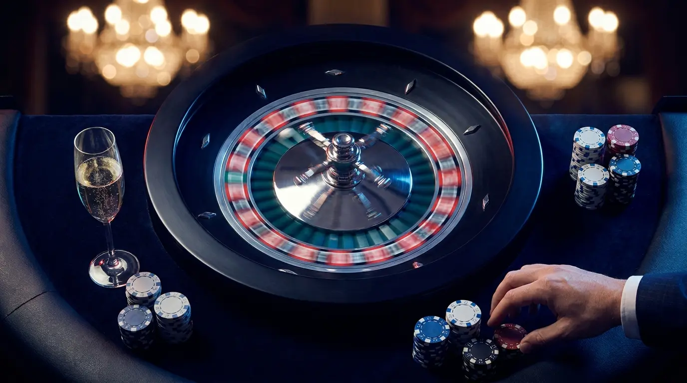 Roulette en rotation avec jetons et ambiance française