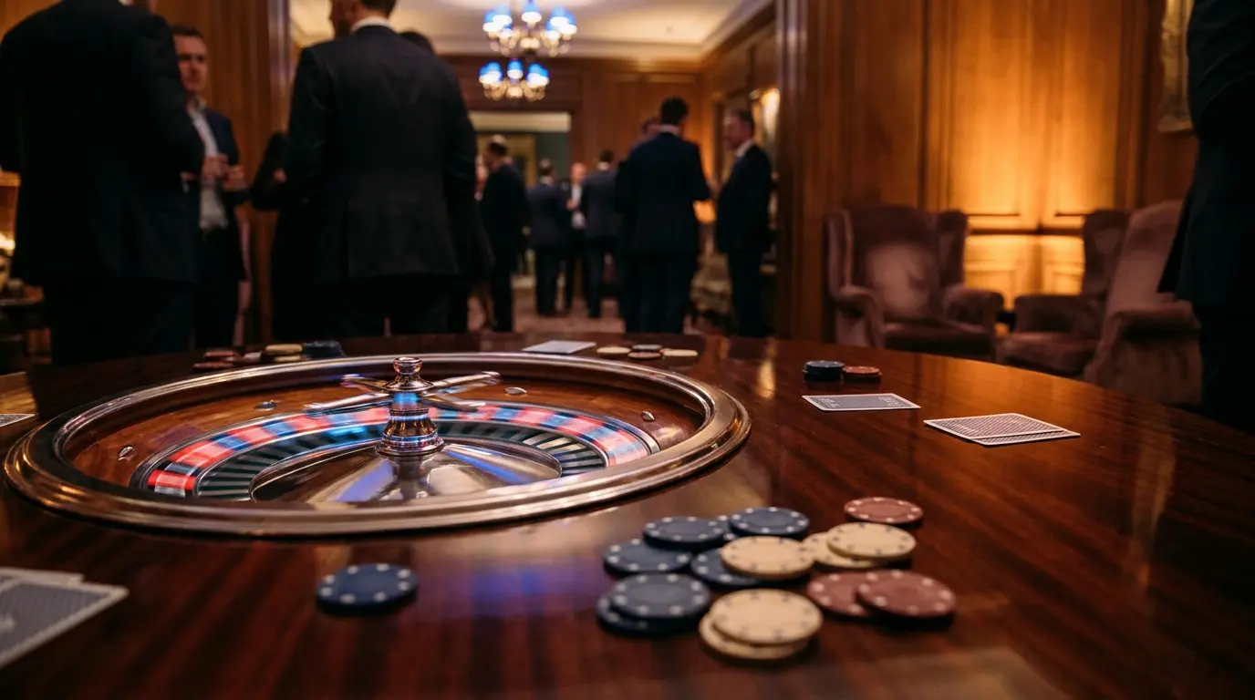 Roue de roulette en mouvement avec jetons et cartes