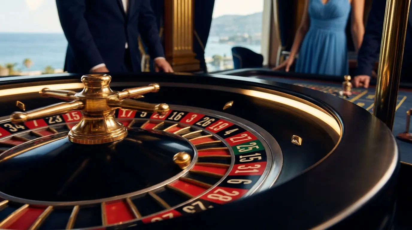 Roulette en mouvement avec décor de casino élégant