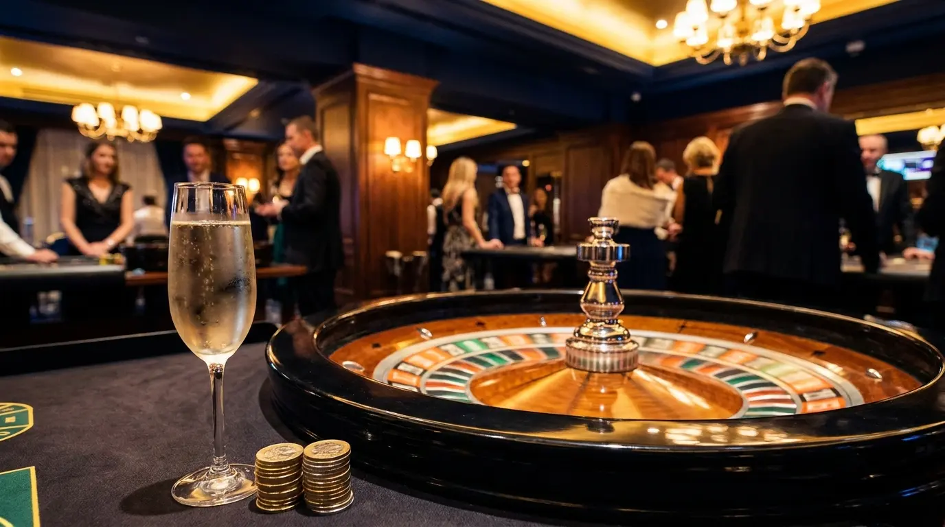Spinning roulette wheel with Irish colors and champagne celebration