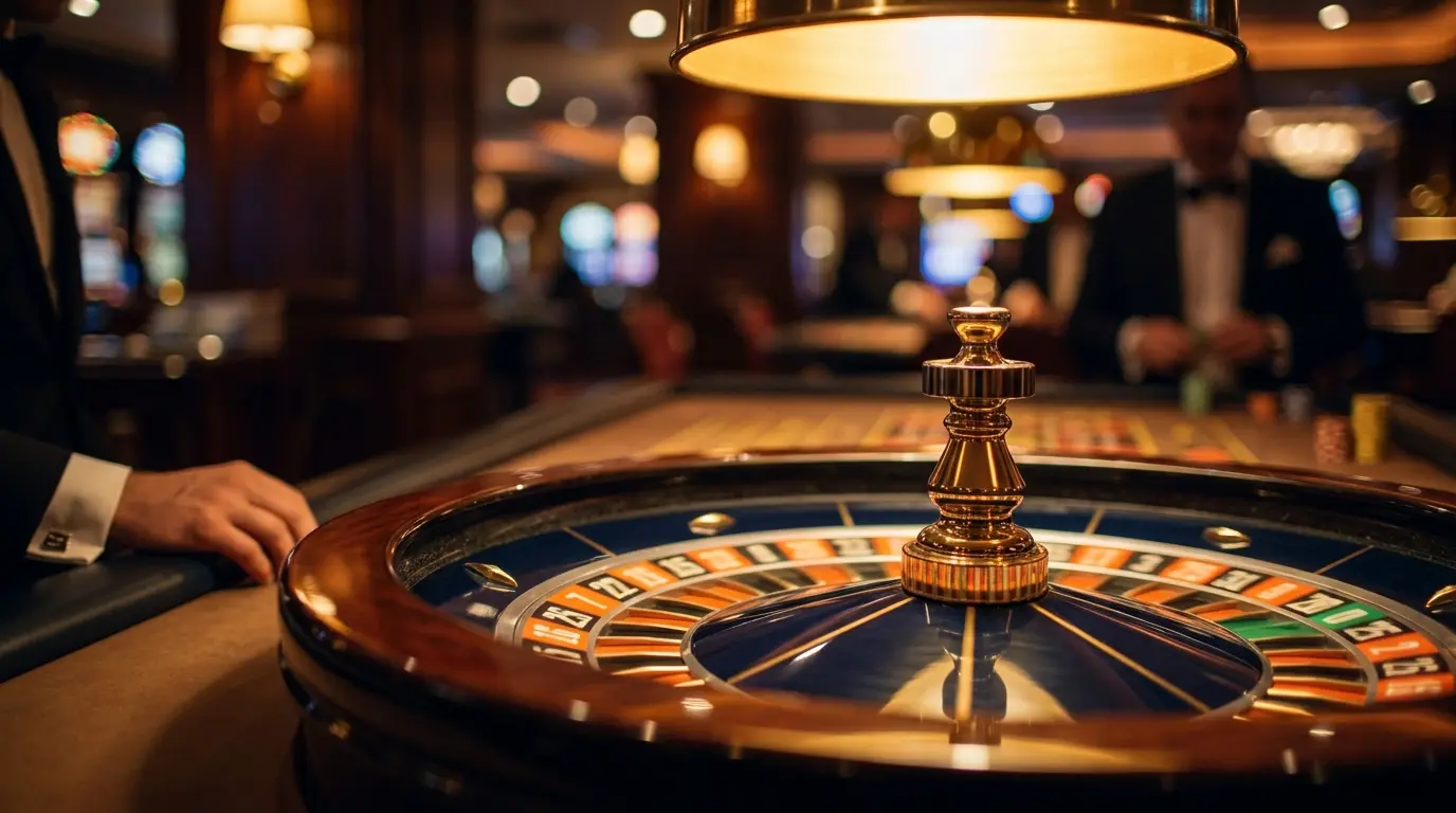 Spinning roulette wheel with Irish tricolor lighting accents