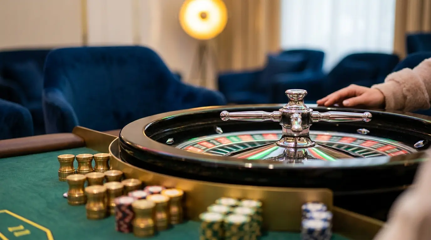 Roulette e fiches da casinò con riflessi tricolore italiano