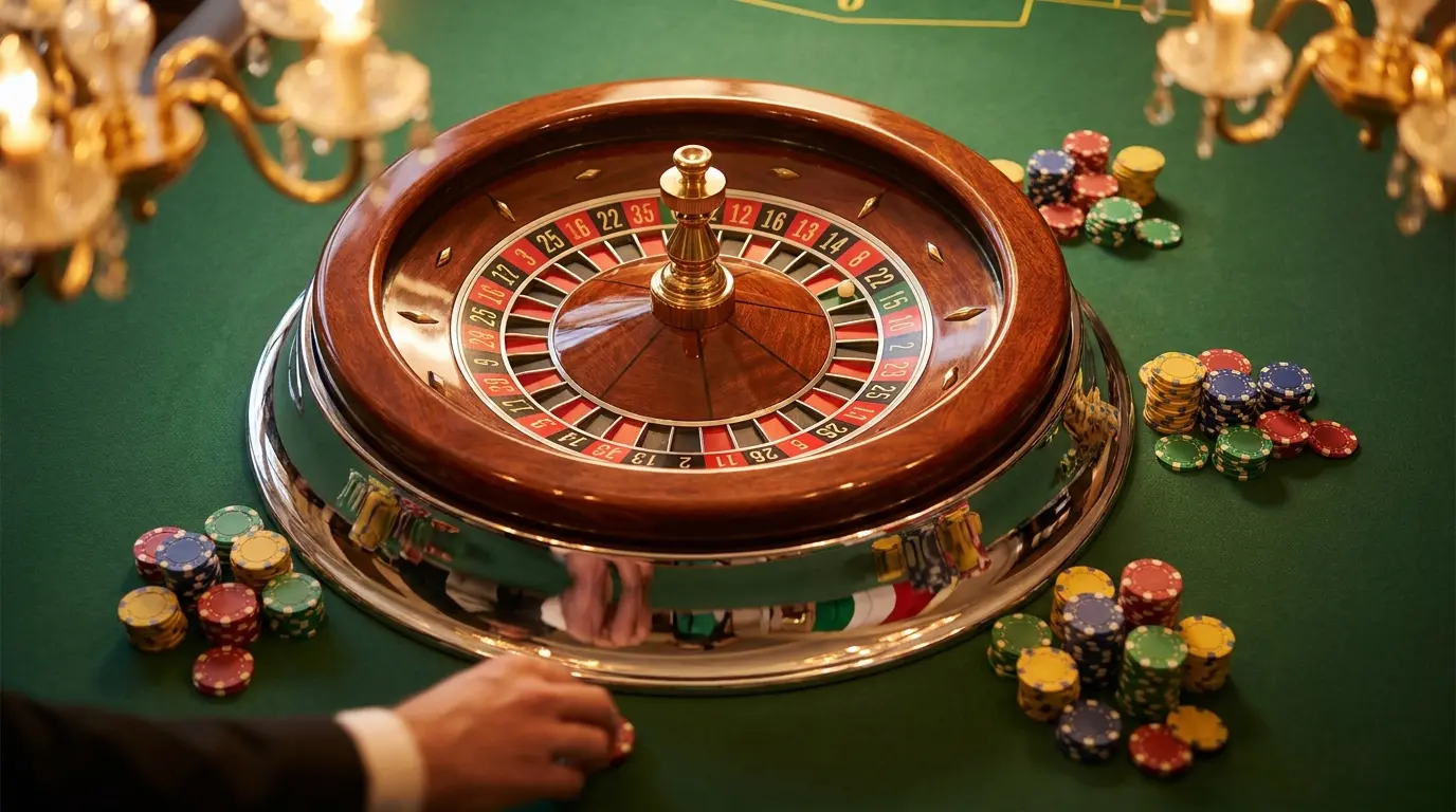Ruleta de casino con fichas y colores de la bandera mexicana