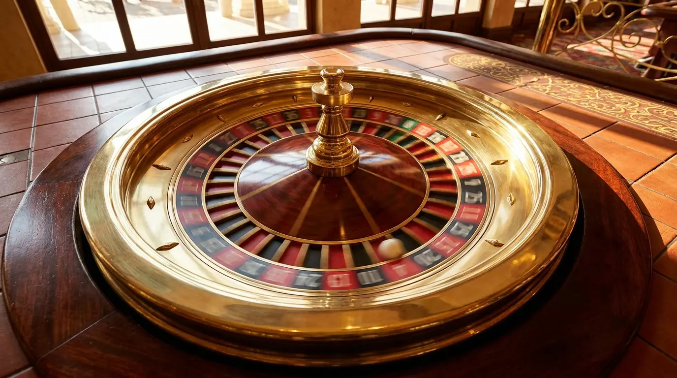 Ruleta girando en casino con colores vibrantes