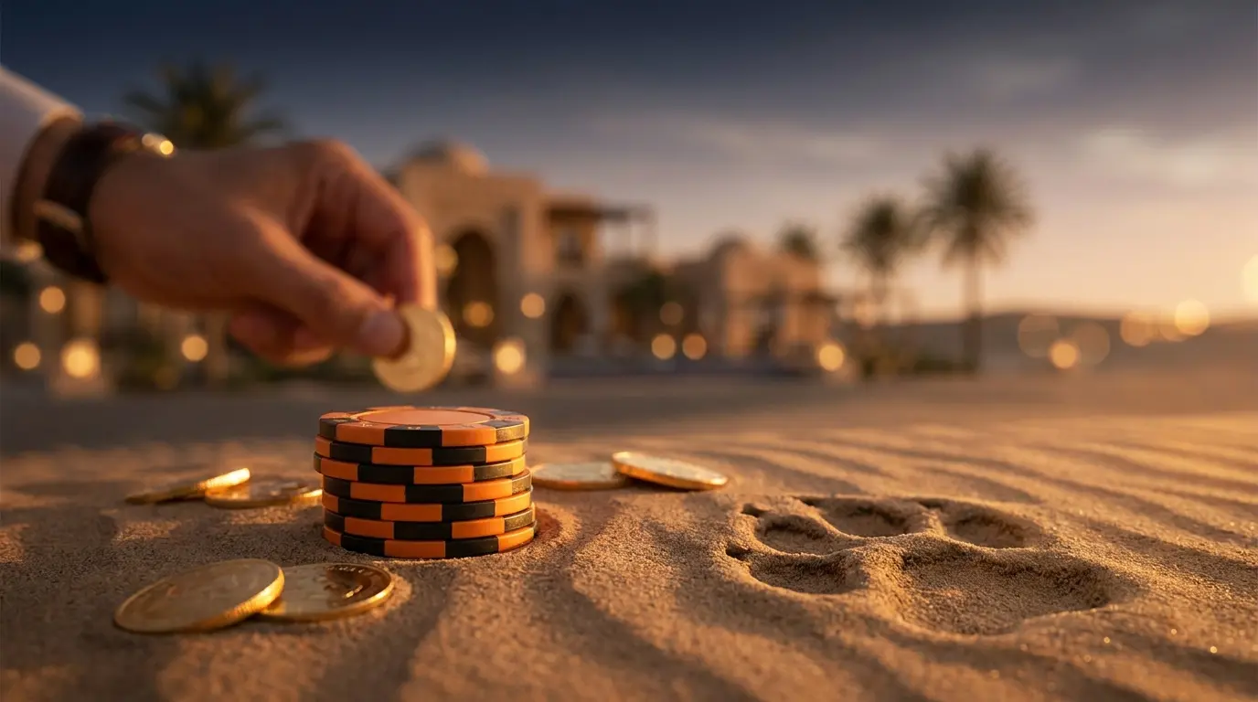 Casino fiches en gouden munten met wilde kat thema