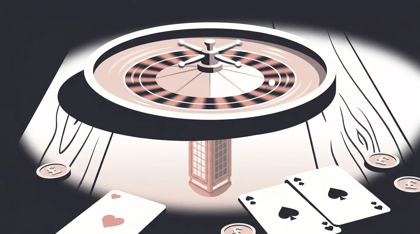 Roulette wheel with British iconic symbols and currency