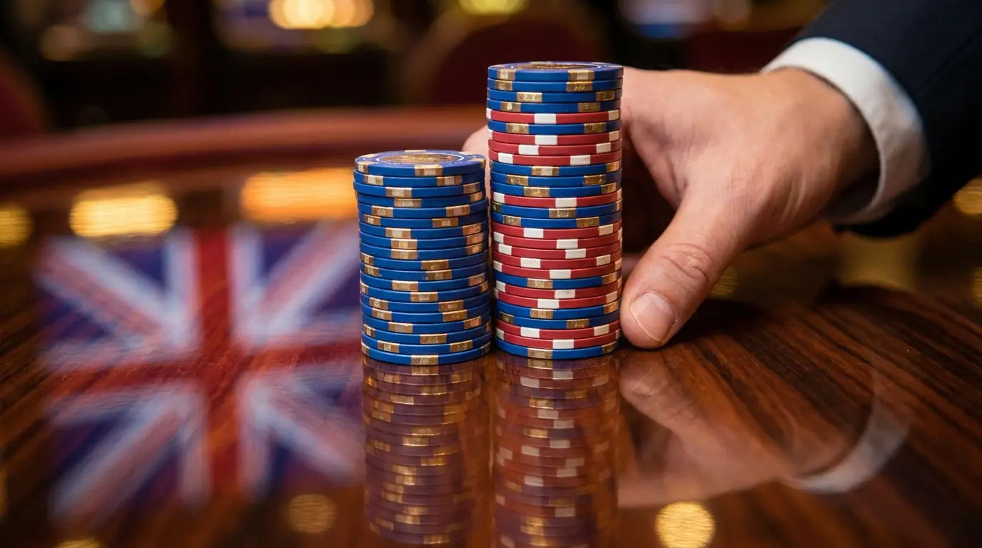 Two chip stacks showing 100% bonus doubling concept